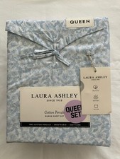 NEW 4pc Laura Ashley Queen Sheet Set Cottage Floral BLOSSOMING Blue  White