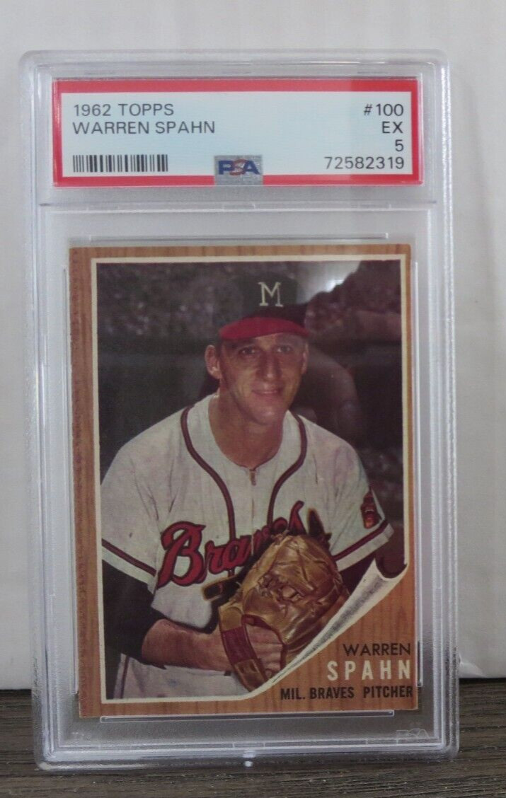 1962 Topps Warren Spahn #100 Milwaukee Braves PSA 5 EX