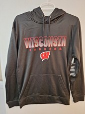 Wisconsin Badgers Colosseum Black Blackout 3.0 Pullover Hoodie Fleece Men Medium