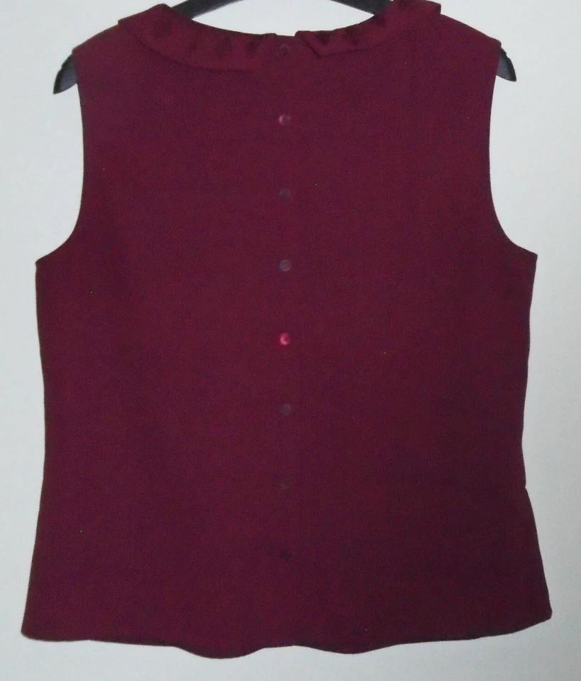 Blusa bordada Hobbs bordô vermelha gola Peter Pan tamanho 12 muito bom estado N.W.3 - Imagem 2 de 4