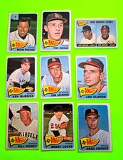 Lot of 9 1965 Topps LA. ANGELS vintage  baseball cards BILL RIGNEY, DEAN CHANCE