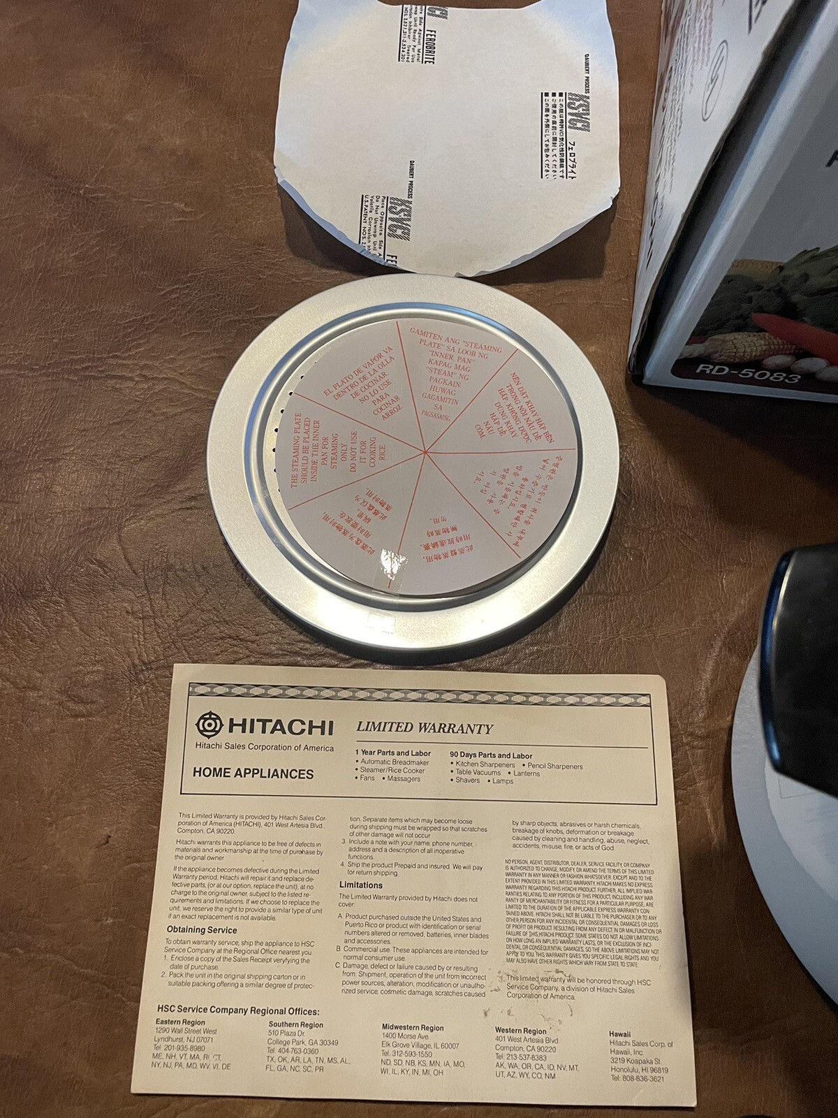 Hitachi 8.3 Cup ChimeOMatic Food Steamer Rice Cooker Model RD5083