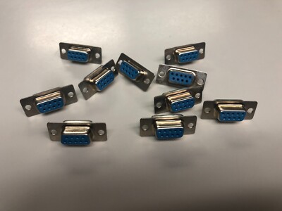 (10) DB9 Female Solder Cup D-Sub Connector