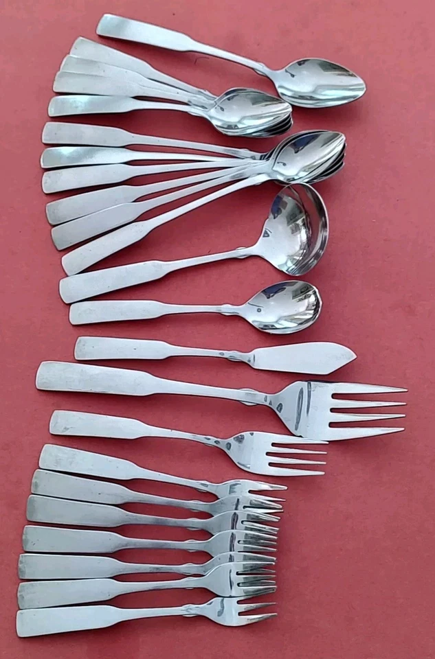 23pc Rogers Co OLDE BOSTON Stainless Iced Tea Spoons Cocktail Forks Serving - Image 3 of 4