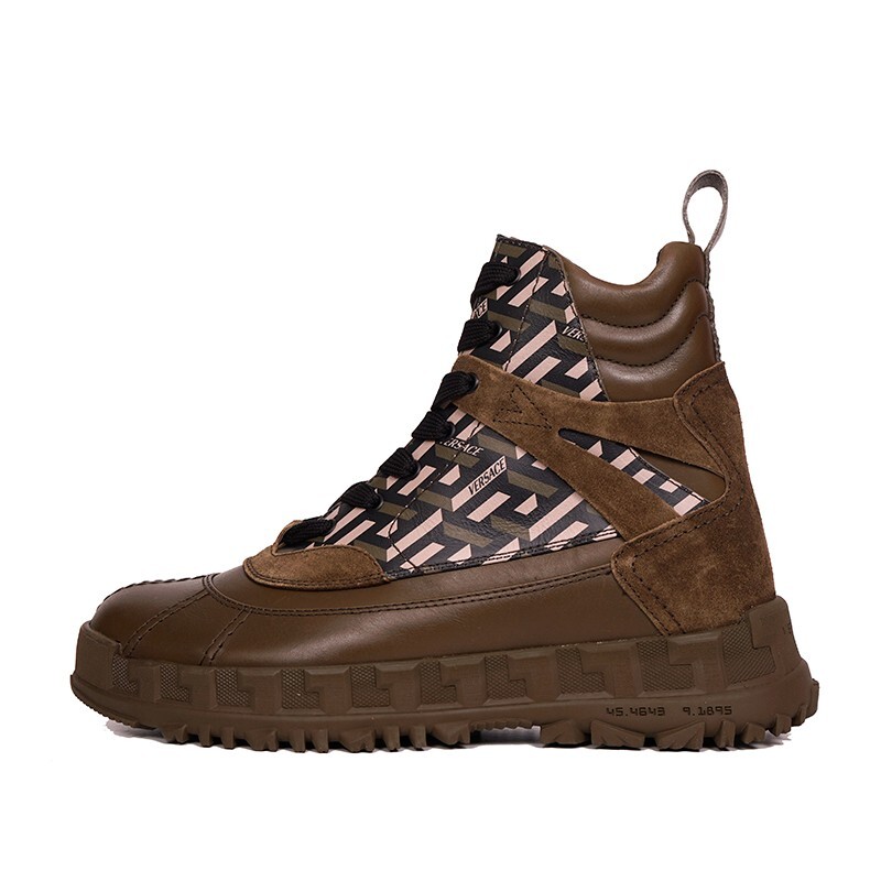 芋*酎様 VERSACE Greca Rhegis Boots ヴェルサーチ ブ 44 US 11 NEW $1125 VERSACE Men's GRECA Rhegis Coated Canvas
