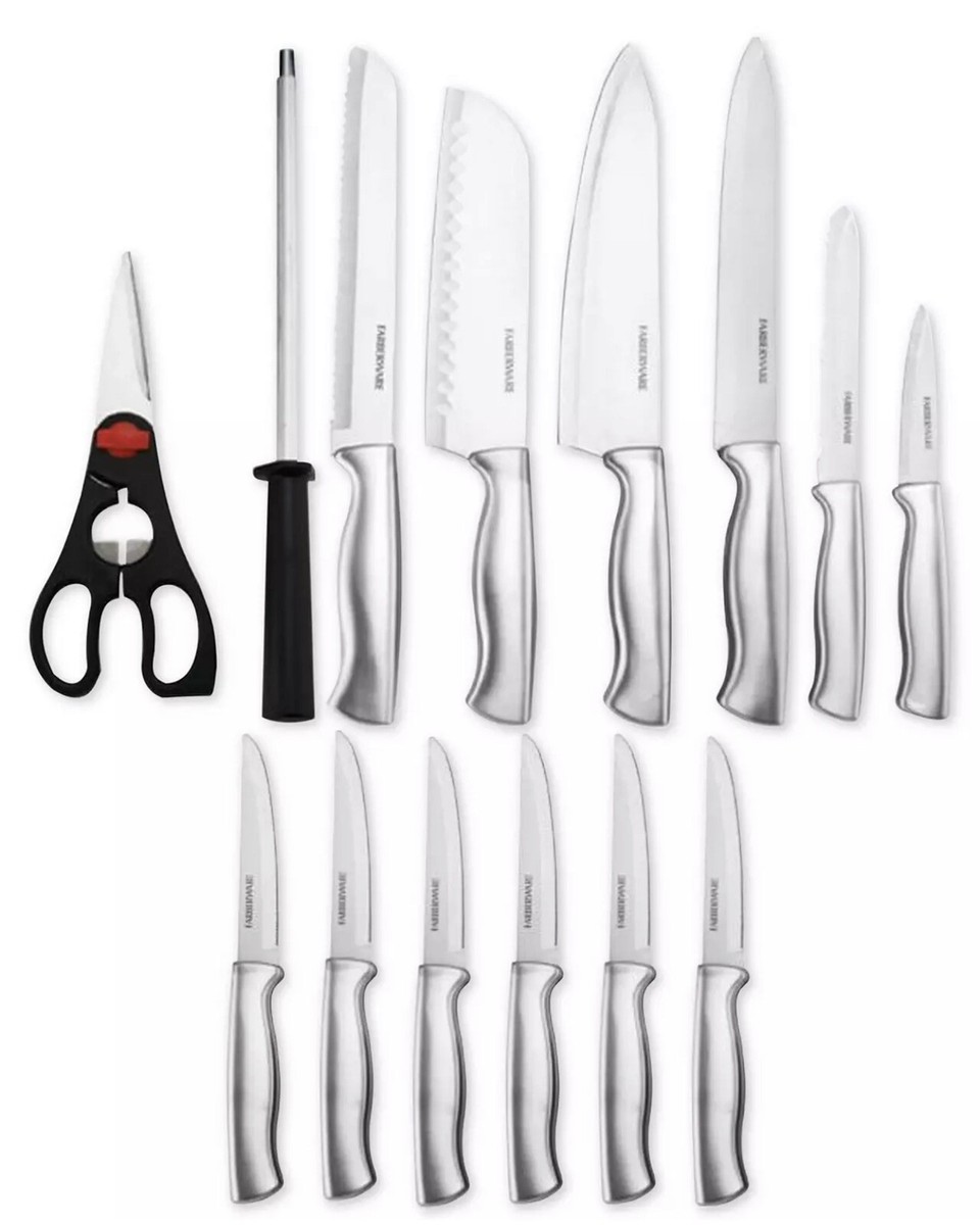 Farberware® Stamped Stainless Steel 15-pc. Knife Block Set | eBay