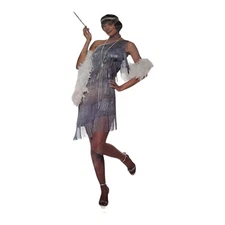 Dazzling Flapper Gray Womens Halloween Costume Medium Franco Costume Culture