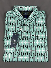 William Murray Golf Shirt Polo Crash Landing Print Large Seafoam Green MSRP $88