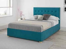 Aspire Presley Plush Velvet Teal Upholstered Ottoman Bed