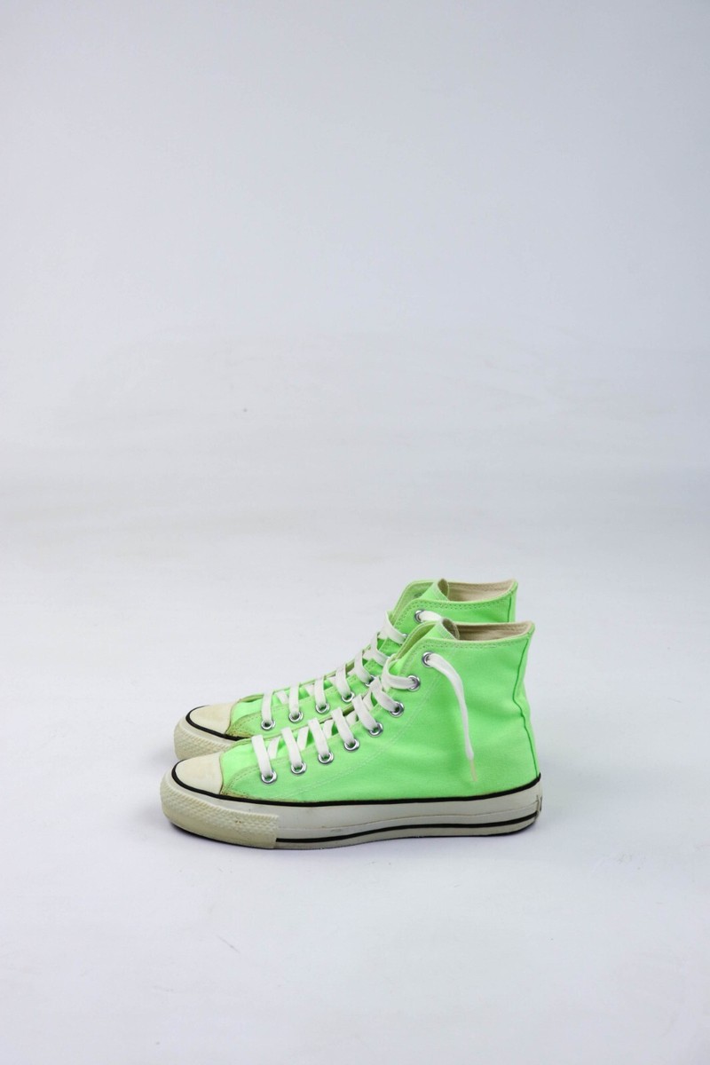 80's Converse All Star Made in USA 緑91/2 80s Vintage Converse Made in U.S.A. Neon Green High Top Sneakers