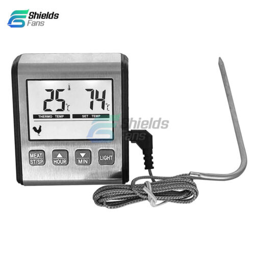 Digital Food Thermometer Temperature Meter Timer Meat Probe For Cooking BBQ Oven - Picture 2 of 27