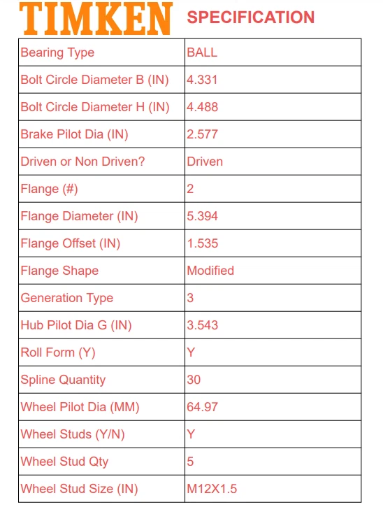 Подшипник ступицы колеса Timken в сборе передний для Chevrolet Hhr Malibu Saturn Aura - Изображение 3 из 4
