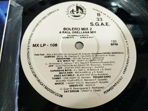 BOLERO MIX 2 A RAUL ORELLANA MIX - LP VINILO VINYL 12" 1987 VG/VG - Photo 3 sur 5