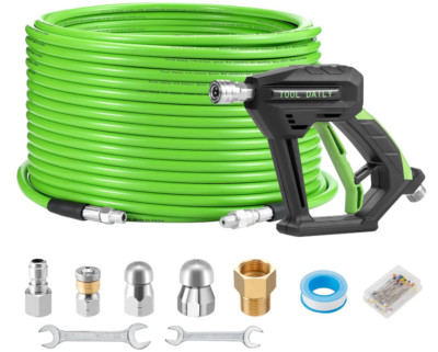 Sewer Jetter Kit for Pressure Washer 100 FT, Drain Cleaner Hose 1/4 Inch NPT,360