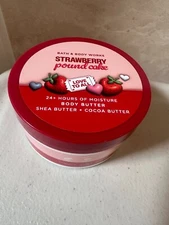 BATH BODY WORKS STRAWBERRY POUND CAKE BODY BUTTER SHEA COCOA BUTTERS 6.5 OZ NEW