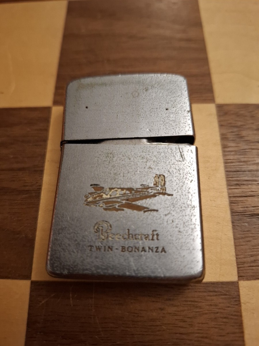 Vintage 1960 Zippo Lighter Beechcraft Twin Bonanza PLEASE READ