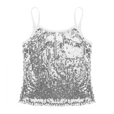 Kids Girls Sparkly Sequin Camisole Hip Hop Jazz Dance Tank Tops Dancewear