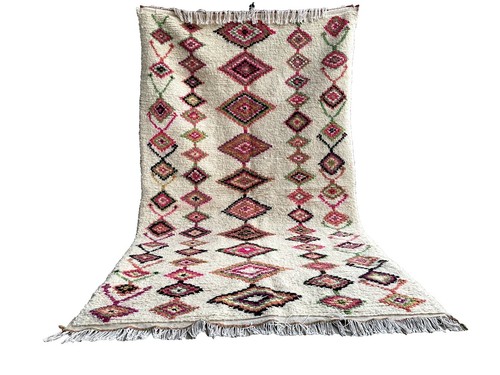Tapis Marocain Berbère 5.8x8 Pieds - Laine De Mouton, Tissé à La Main, Design Boho Géométrique