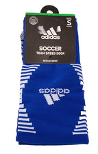 Adidas Youth Boy's S Blue White Team Speed Cushioned Soccer Socks Over The Calf