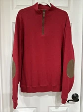 Cremieux XL Reversible Long Sleeve 1/4 Zip Sweater Elbow Patch Red EUC SEE NOTE