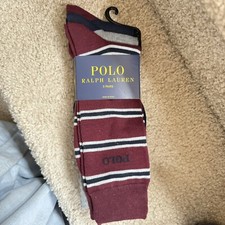 Polo Ralph Lauren Men s Dress Socks 3-pack long trouser socks Blue Gray Red