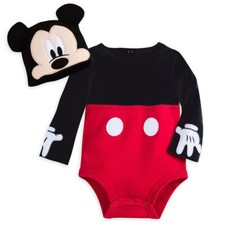 New Disney Store Mickey Mouse Costume Bodysuit Set Baby 0-3-6-9-12-18M