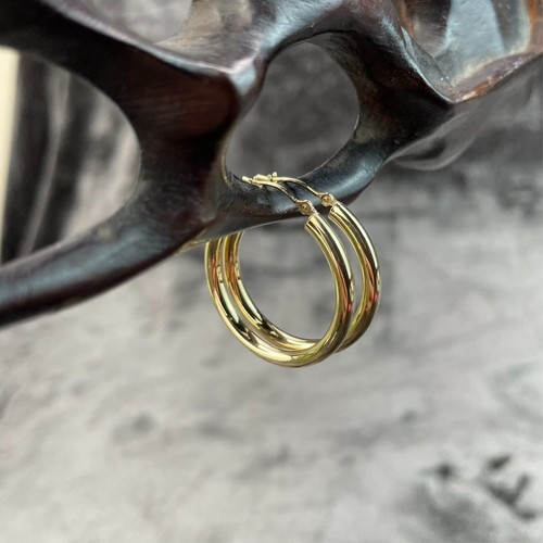 14k Gold Solid Hoop Earrings 2.9MM x 36.5MM - Picture 10 of 13