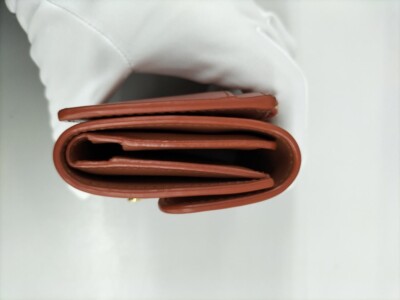 CELINE ブラウンレザーケース CELINE Triomphe Small Wallet Brown Camel Bi-fold wallet Women's w