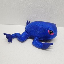 Sparkle Shiny Blue Beanbag Frog Plush Pink Eyelids Sparkly Squishy