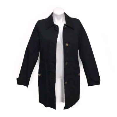Old Navy 100% Cotton A-line Spring 04 Black Trench Coat Small Best Fit XS 