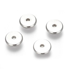 10pcs 304 Stainless Steel Flat Disc Metal Beads Smooth Loose Spacer Craft 10mm