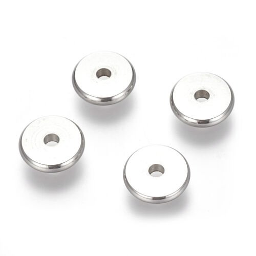 10pcs 304 Stainless Steel Flat Disc Metal Beads Smooth Loose Spacer Craft 10mm - Picture 1 of 2