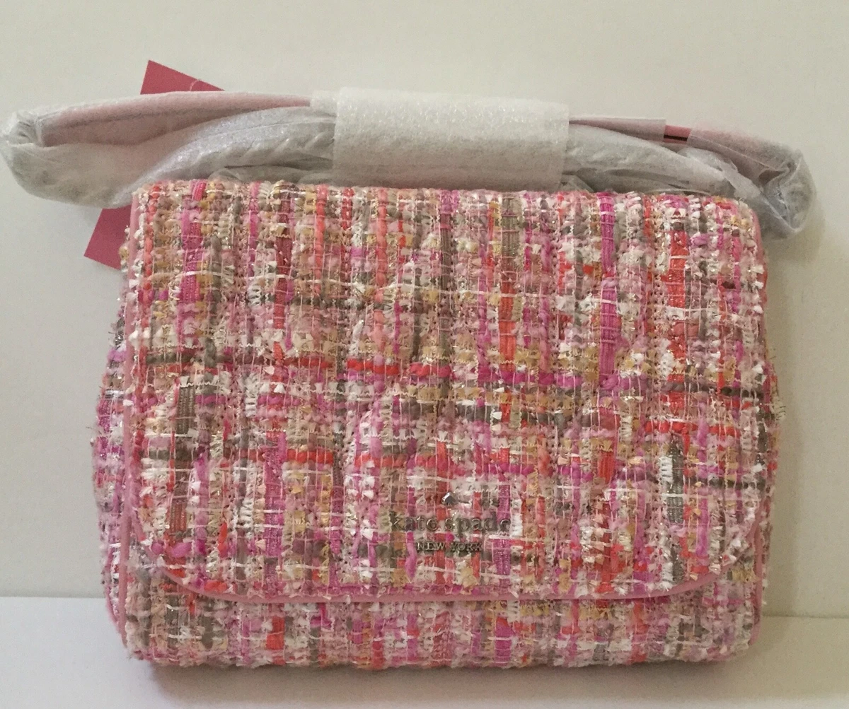 NWT Kate Spade Briar Lane Quilted Tweed Mini Emelyn Crossbody Bag in Pink Multi