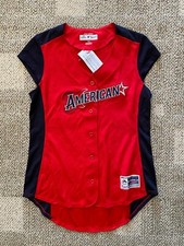 Womens Magestic MLB All Star Game 2019 Cap Sleeve Jersey Red Medium Cool Base