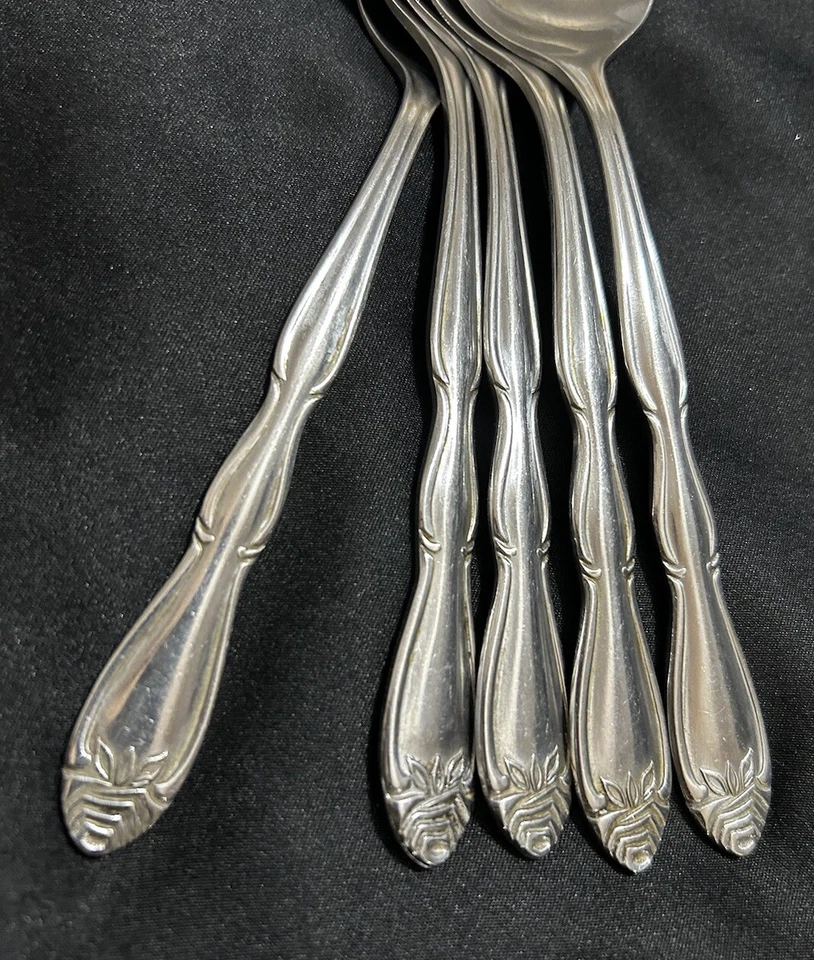 Lot Of 5 Ekco Eterna Mayflower Place Oval Spoons 7 1/8” Stainless Steel Korea - Image 3 of 4