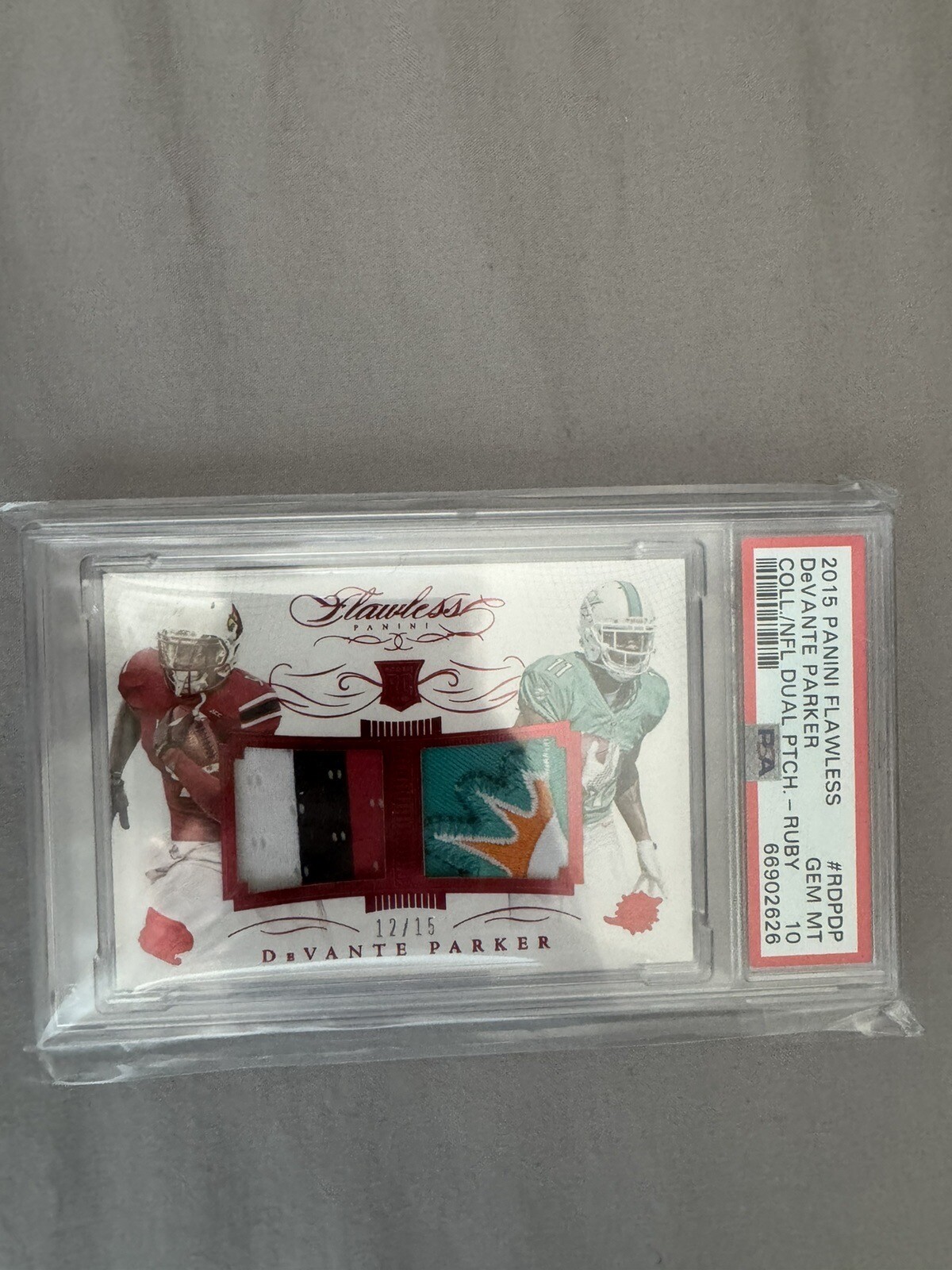 DeVante Parker Panini Flawless College/NFL Dual Patches #RDPDP Ruby