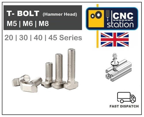 T Bolt M5 M6 M8 Drop In Hammer Aluminium Extrusion Profile 20 30 40 45 Series - Picture 3 of 6