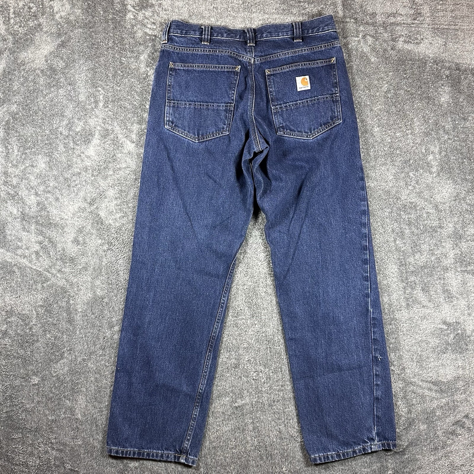 Carhartt Jeans Mens 33x32  (32x31) Blue Straight Relaxed Fit Dark Workwear thumbnail 3