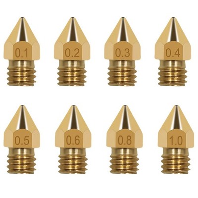 Set mit 32 3DDrucker Messing Düsen für Serie Ender, 4 Düsen von 0,1 mm, 0,2 m...