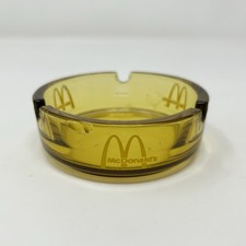 Vintage McDonald's Amber Glass Ashtray 1970s Spiral Swirl Bottom - See Flaws