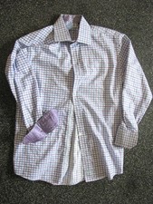 English Laundry Dress Shirt Mens 16 32/33 Purple Check Long Sleeve Button Front