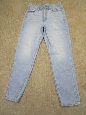 American Eagle Mom Jeans Women 6 Blue High Rise Tapered Pants Light Wash Denim