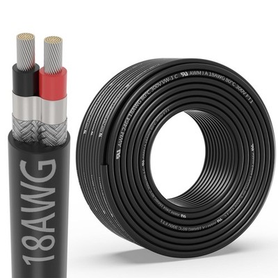 18 Gauge 2 Conductor Shielded Wire 25FT UL2464 18AWG Cable Tinned Copper