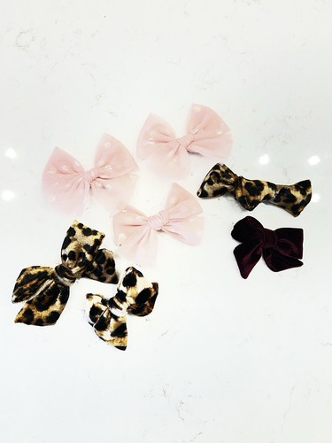 Lou Lou Company Baby Girls Hair Bow Clips Set Of 7 Multicolor Tulle And Velvet