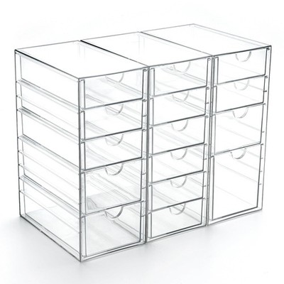 Acrylic Drawer Organizer with 15 Drawers, Makeup Craft Office Desk Organizers...