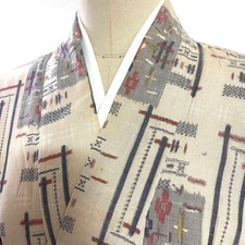 Japanese Kimono 834 Pure Silk Single Pongee Beige Red Gray Brown Clot