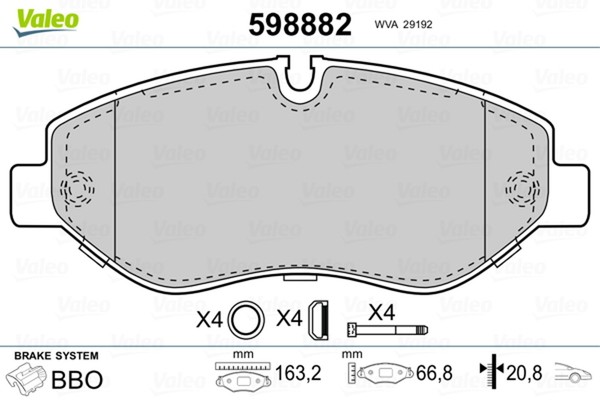 Valeo Bremsbelagsatz Scheibenbremse 598882 FüR Crafter VW Mercedes 50 Sprinter 5-image