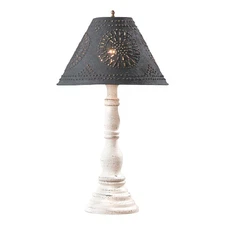 Davenport Lamp in Americana Vintage White with Shade