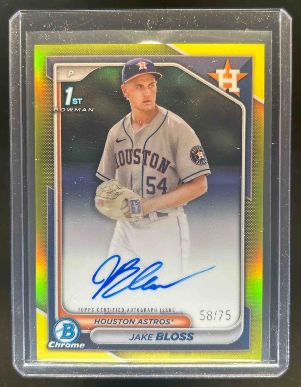 2024 Bowman Chrome Jake Bloss Auto Yellow Refractor 1st #58/75 Astros