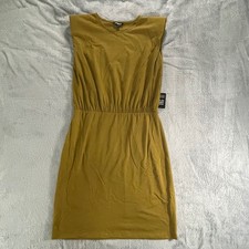 NWT Express olive green shoulder pad midi dress size M minimalist